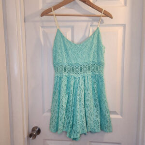 Altar'd State Mint Lace Romper